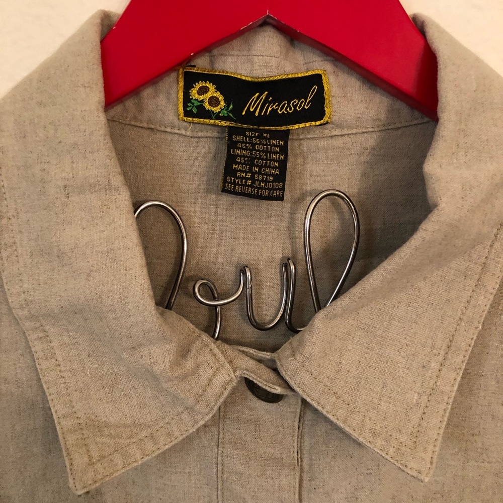 Mirasol beige Linen/Cotton Button up Jacket XL - Picture 2 of 6